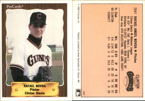 Rafael Novoa 1990 CMC #843 RC Card *AutographDen* FREE SHIP