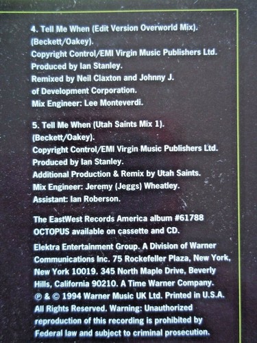 CD 5" Single THE HUMAN LEAGUE - TELL ME WHEN - 5 Mixes Incl Utah Saints Mix, Dub - Picture 5 of 7