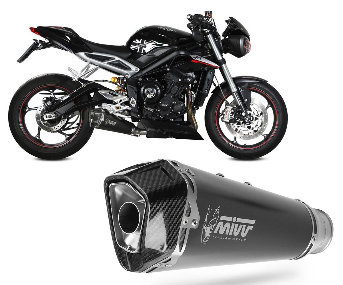 Mivv Exhaust Mufflers DELTA RACE BLACK Triumph Street Triple 660 S 2017 > 2023