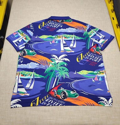 POLO Ralph Lauren Riviera Du Port Shirt XL Mens Blue Graphic