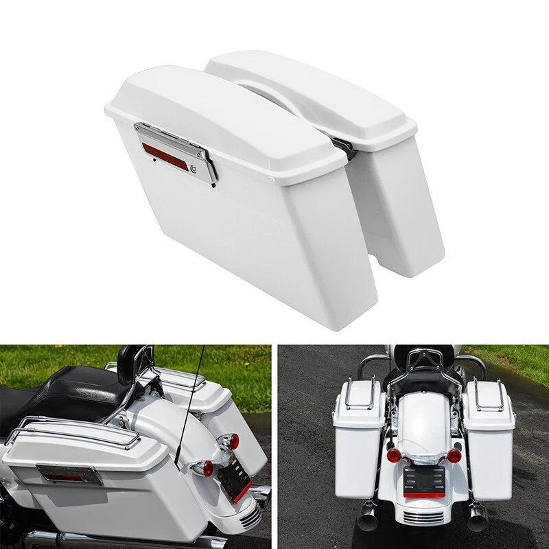 Alforjas duras blancas aptas para Harley Touring Electra Road Glide King 1994-2013 Foto 4 de 4
