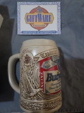 Budweiser Label Stein  Anheuser-Busch Made in Brazil by Ceramarte