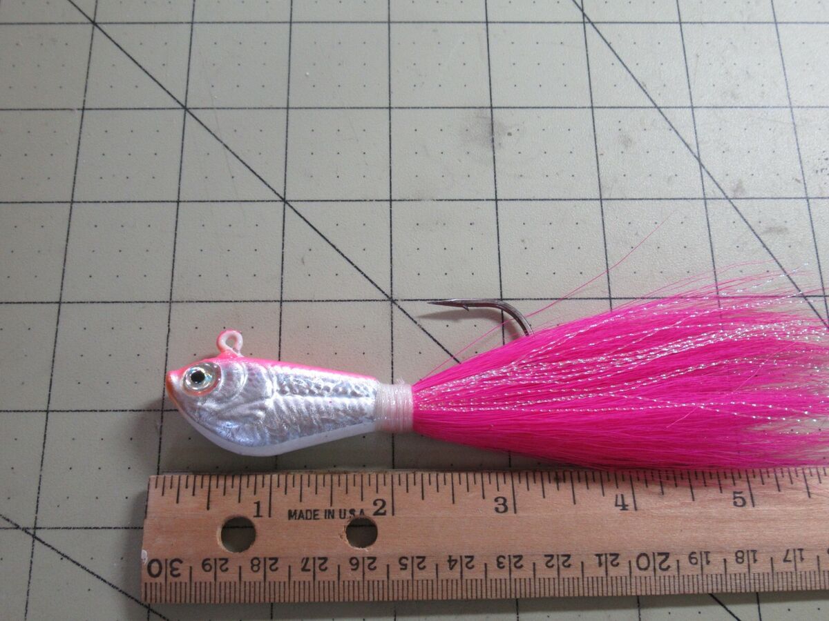 Spro Prime Bucktail Jig 3 oz Fishing Lure Bulk Fluke Striped Bass Jig Pink  3 oz