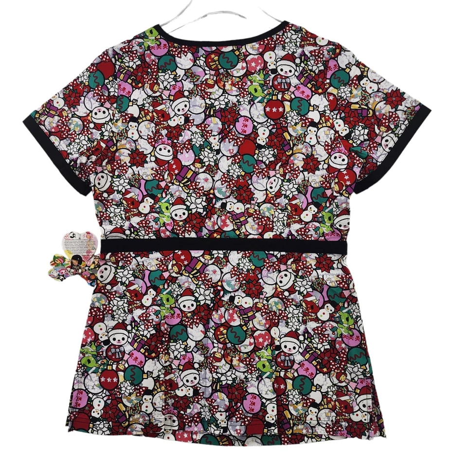 NWT Tokidoki by Koi Scrubs Christmas XMAS Snowman Ornament Poinsettia Size XS - Image 2 of 4