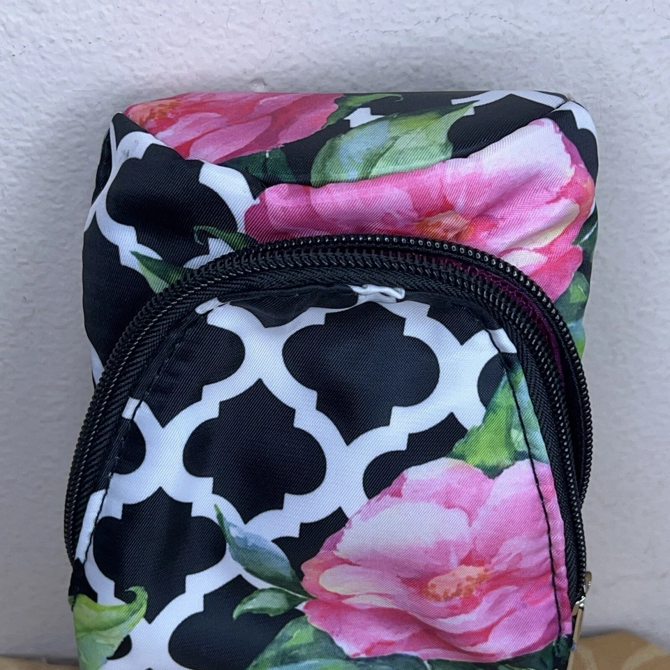 Modella TRAVEL CASE MAKEUP BRUSH BLACK PINK FLORAL LIGHTWEIGHT - Image 3 of 4