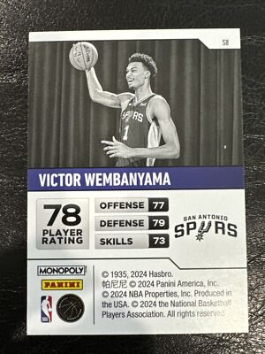 2023-2024 Prizm Monopoly Victor Wembanyama Starter Pack Rookie RC
