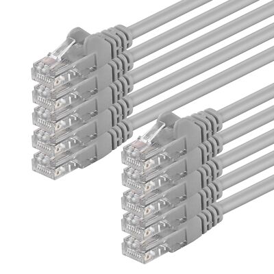 10 Stück CAT6 Kabel Patchkabel Netzwerk Gigabit Ethernet DSL LAN grau 0,25m- 20m