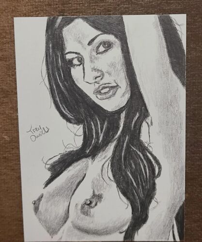 ACEO BLACK N WHITE Graphite Pencil Nudes Sketch Card Realism Art 2.5x3.5in
