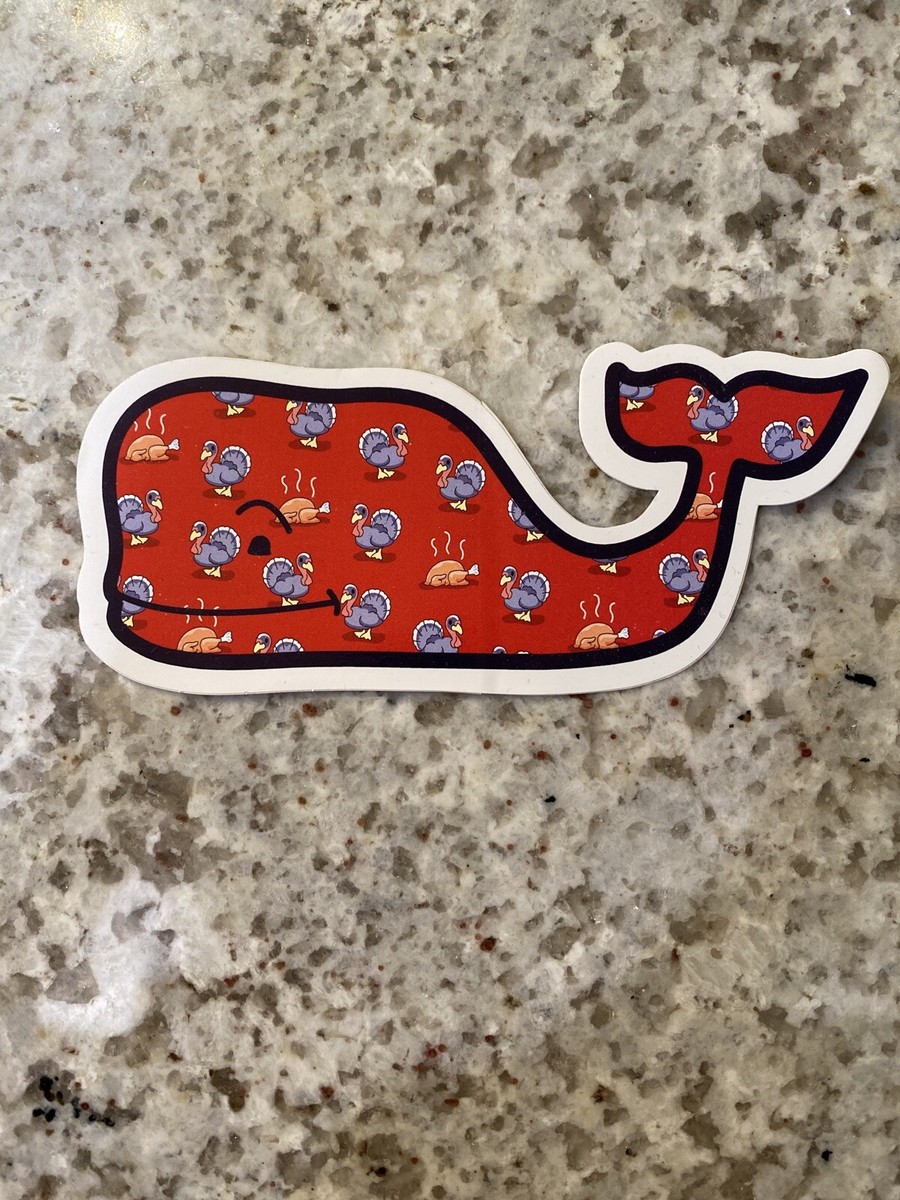 New Vineyard Vines Thanksgiving Turkey Pink Whale Sticker Laptop Yeti Car  Decal!
