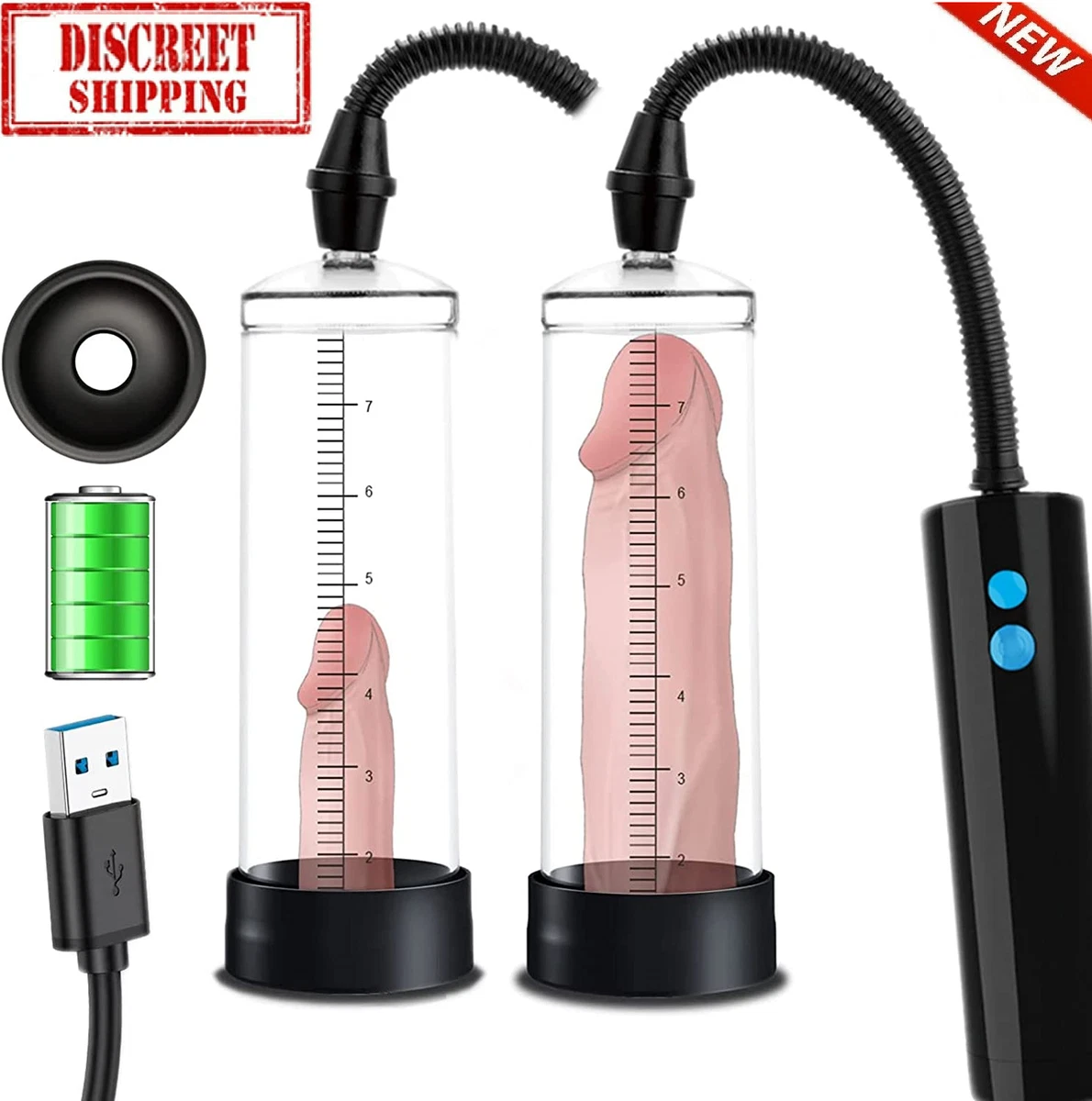 2023 Updated Vacuum Electric Penis Pump Rechargeable Male Penis Enlarger ED Gift eBay picture