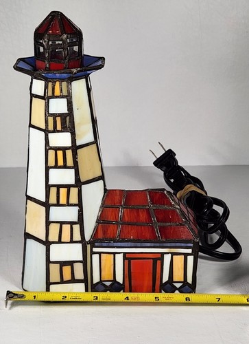 Tiffany Style Beacon Lighthouse Table Lamp Night Lights Stained Glass Mosaic - Picture 2 of 9