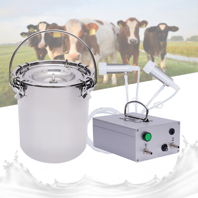 #ad 5L Dual Head Sheep Goat Cow Milking Machine Vacuum Impulse 304 steel Pump Milker $108.20
