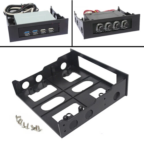 3.5" to 5.25" Drive Bay Computer PC Case Adapter Mounting Bracket USB Hub Floppy
