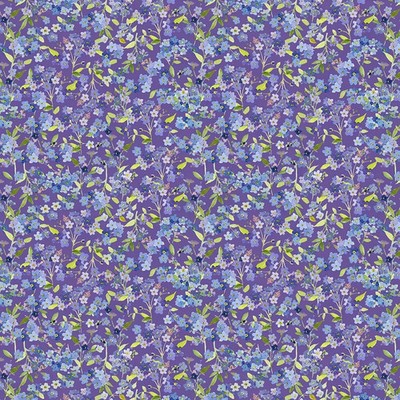 CLOTHWORKS -  Fleur de Rose by Sue Zipkin - Forget-Me-Not - Purple ,1/4 yard