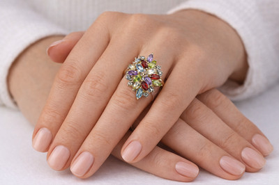 Ross Simons Multi Edelstein Akzent Diamant Gold Vermeil Sterlingsilber Ring-Größe 7,75