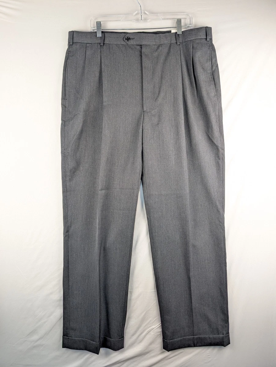 Pantalon Vintage Brooks Brothers – Laine, Noir, Plissé, Taille 42, Homme