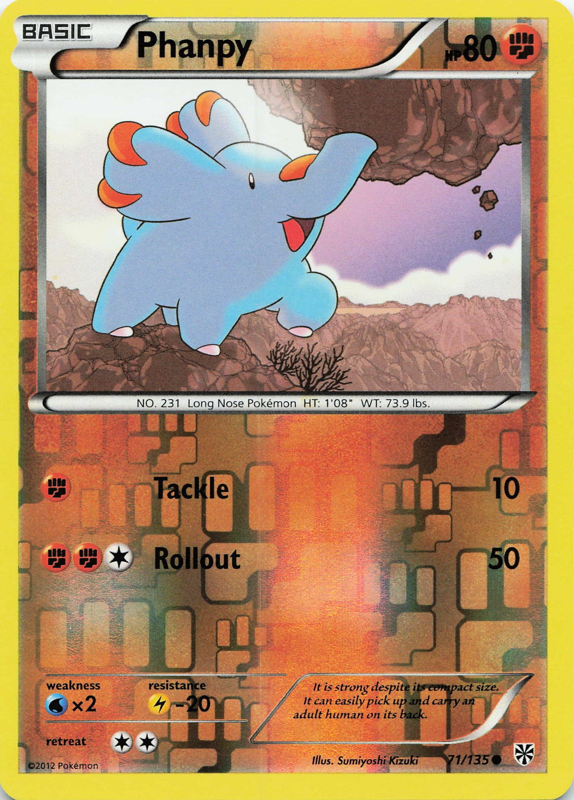 Pokemon Phanpy Common Reverse Holo Plasma Storm #71/135 NM