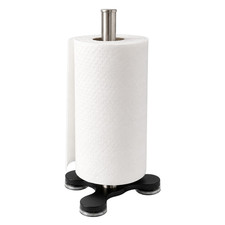 Paper Towel Holder Countertop Stainless Steel Black Suction Base Kitchen Roll