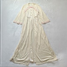 Women  s Vintage Coquette Cream Nylon Lingerie Robe Vanity Fair Size 32