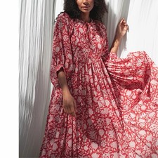 Daughters Of India Dress Plus Size XXL 16 18 / US 10 12 Kyra Midi Saffron Red