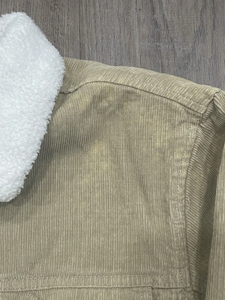 Jaqueta de Caminhoneiro Masculina Quicksilver Tan Veludo Sherpa Forrada com Botões Tamanho Grande - Imagem 4 de 4