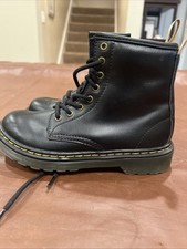Dr. Martens Black Leather Combat Boots Zip up Size 1 Youth
