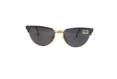 Vintage 80s Black Gold Made Italy PARAH Butterfly Women Sunglasses