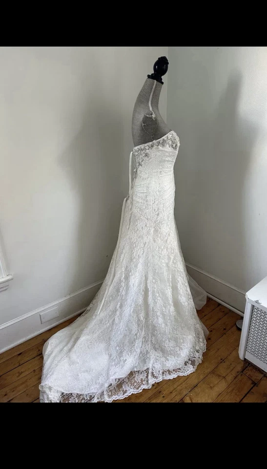 Vestido de noiva Davids linha A sem alças YP3344 marfim tamanho 8 - Imagem 2 de 4