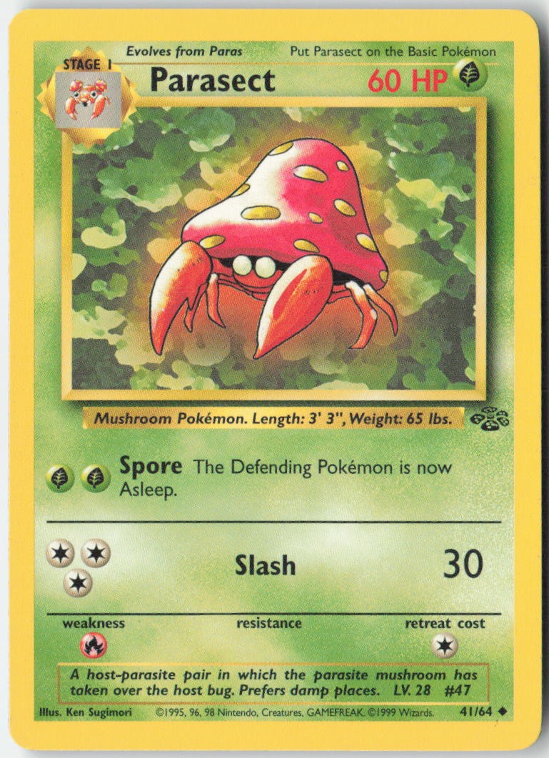 Parasect 41/64 Uncommon Jungle Pokemon Unlimited Moderately Played