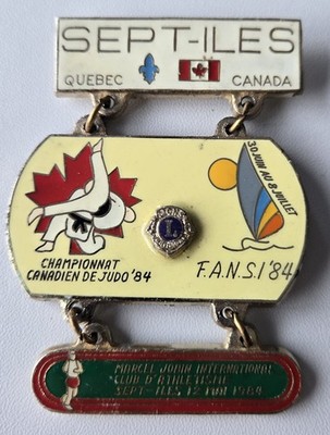 Vintage Lions Club Sept-Iles Quebec Canada 1984 Judo Championship Pin