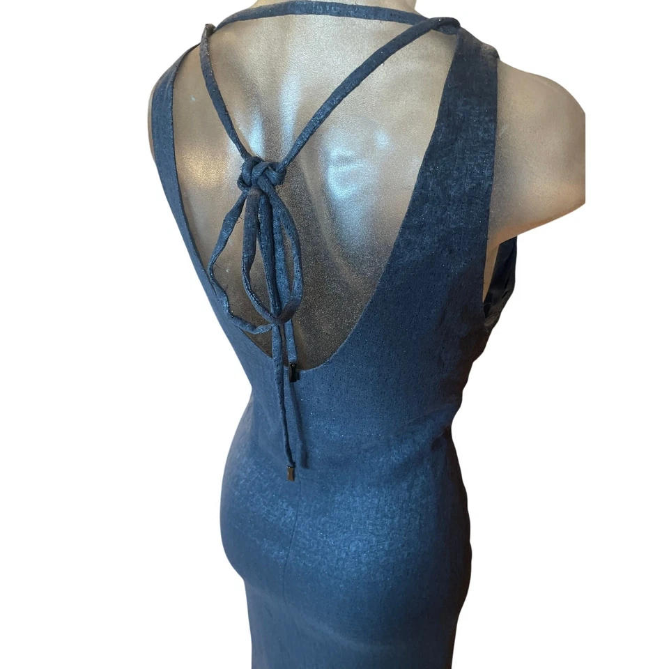 Vintage 90's Gianni VERSACE Sexy Sheath Dress GORGEOUS COLOR Size 42 US 8 Blue - Image 2 of 4