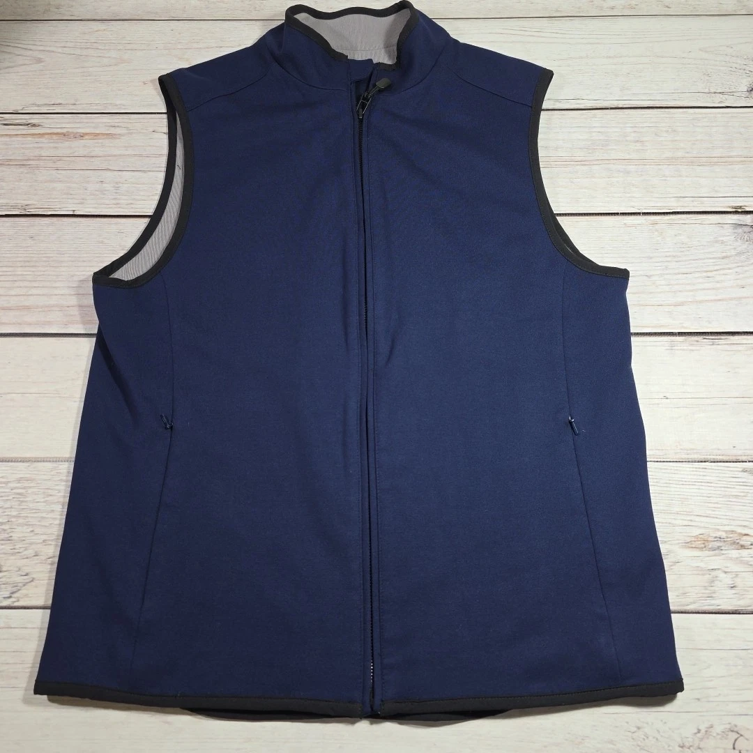 Mizzen+Main Vest Mens Medium Blue Performance Softshell Full Zip Lined Casual