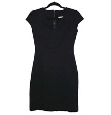 Halogen Black Sz 4 Short Sleeve V-Neck Career Workwear Party Little Black Dress