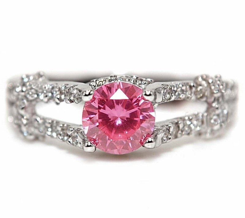 2CT Heat Treated Pink Topaz 925 Solid Sterling Silver Ring Jewelry Sz 8 NF1-2