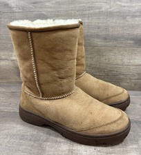 UGG Australia Chestnut Brown Short Suede Shearling Boots Womens Size 7 See DESC 