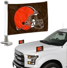 Cleveland Browns Car Flag Set, Ambassador Style, 4x6 Inch Double Sided Flags,...