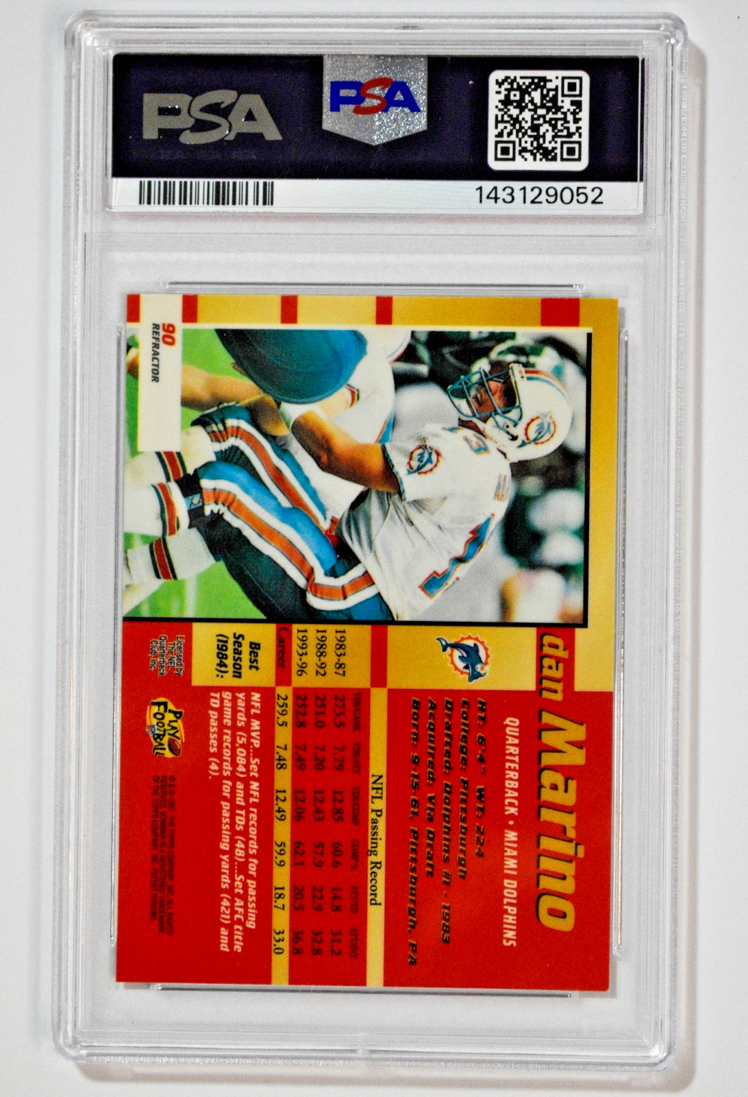 1997 Bowman's Best #90 Dan Marino Refractor PSA 8 NM-MT Dolphins view 2