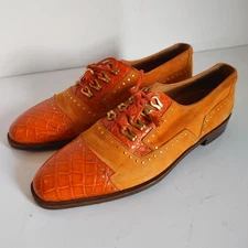 MAURI Genuinue Alligator Toe Men's Shoes Tassel Lace Brown Suede Size 8.5 M