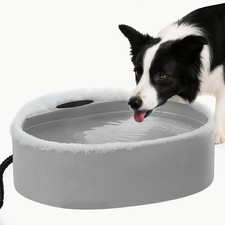 Large Heated Water Bowl for Dog  Cat, Outdoor Extra 125 OZ, Grey