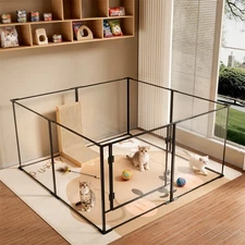 8 Panel Transparent Indoor Acrylic Dog Playpen Luxury Pet Puppy Whelping Pen Box