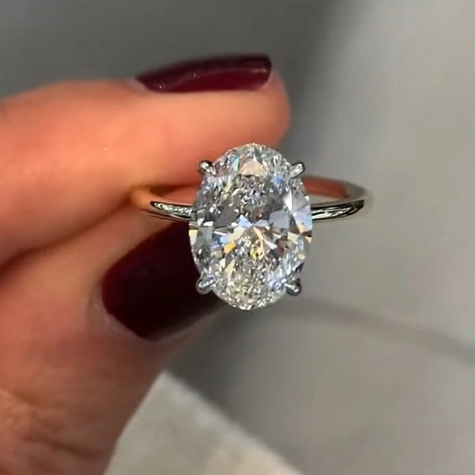 3.00Ct F VS1 Oval Cut Lab Grown Diamond Engagement Ring Solid 14K Two-Tone Gold - Image 4 of 4