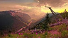 Landscape nature mountains sunlight flowers plants Custom Gaming Mat Desk