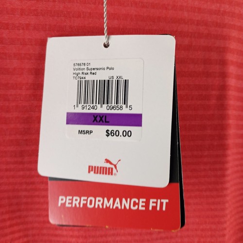 Puma Volition America Performance Fit Sz 2XL Red Striped Golf Polo Shirt NWT $60 - Picture 4 of 12