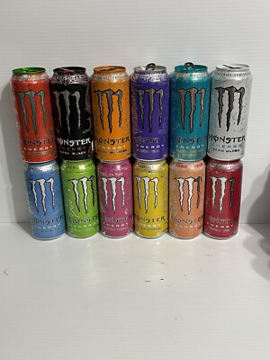 Monster Energy Ultra Edition EMPTY Cans Set. Total 12 TOP OPEN Cans