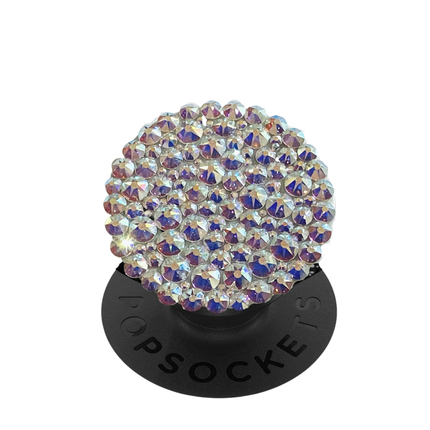 Handmade Bling Black Popsocket made with Multi Sized AB Swarovski Crystals-image
