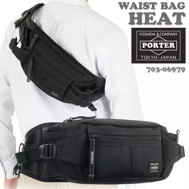 YOSHIDA PORTER HEAT WAIST BAG 703 06979 Black Nylon Light Key Chain Outdoor