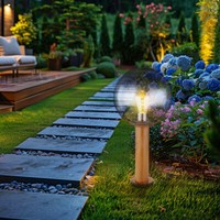 AußEnleuchte Stehlampe Gartenleuchte Sockelleuchte Holzoptik Braun Wegelampe