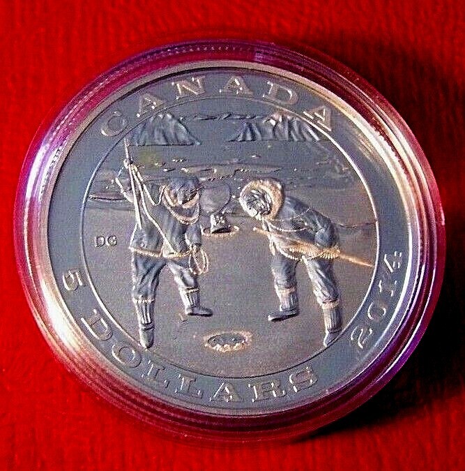 2014 CANADA 5 TRADITION OF HUNTINGSEAL PROOF .9999 FINE SILVERW/Case