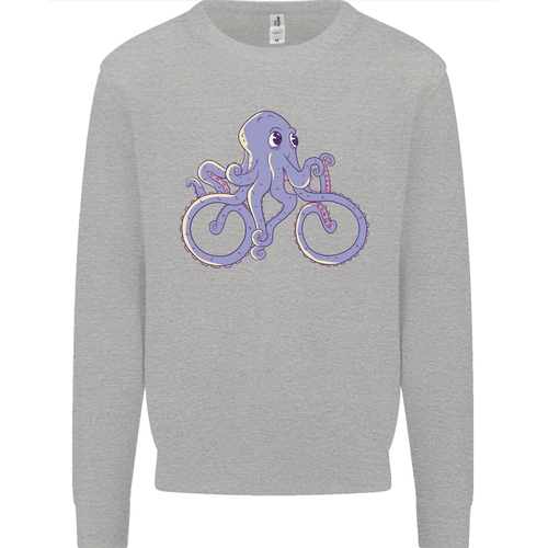A Cycling Octopus Funny Cyclist Bicycle Kids Sweatshirt Jumper - Picture 4 of 11