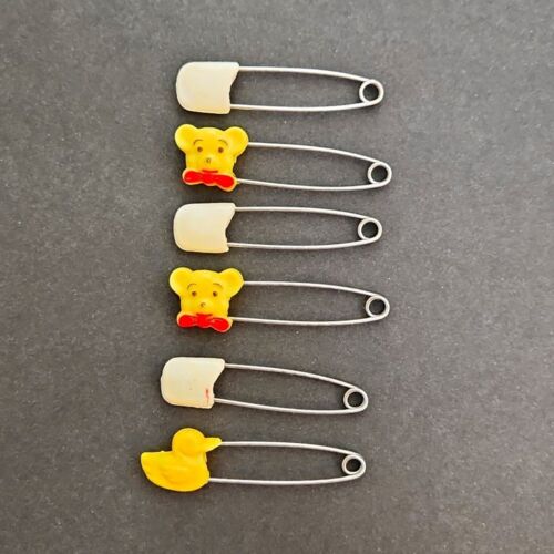 Vintage 1983 Gerber Bear Duck Cloth Diaper Pins Novelty - Picture 1 of 7